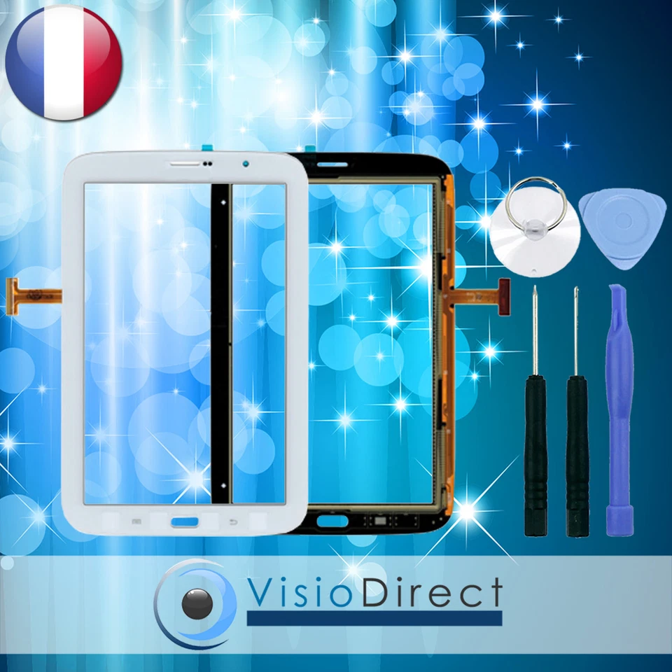 VISIODIRECT Vitre Ecran tactile pour Samsung Galaxy Note 8.0" N5100 blanc + kit outils