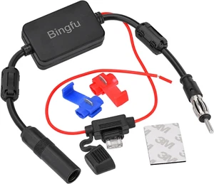 Bingfu Universal Car Stereo FM Radio Antenna Signal Booster Amplifier Amp,12V Po - Picture 1 of 12