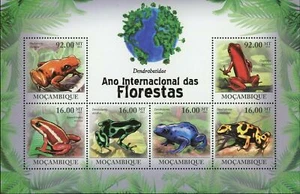 Poison-Dart Frogs Stamp Phyllobates Terribilis Dendrobates Leucomelas S/S MNH - Picture 1 of 12