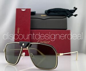 Cartier Santos Sunglasses CT0243S 001 Yellow Gold Frame Gray Polarized Lens 62