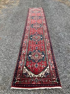 Heriz Serapi Läufer 2’6” x 13’11” Wolle Tribal Handgeknüpft Orientteppich - Bild 1 von 17
