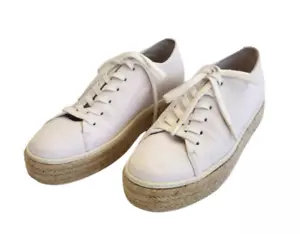 Django & Juliette White Soft Leather Lace Up Sneaker Flat Shoes 11 42 NEILA-DJ - Picture 1 of 9