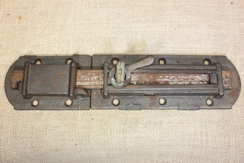 old House Shutter Latch 1860’s extra long slide bolt 11 1/8 X 2 5/8” rustic iron Cover