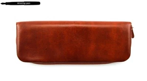 Kübler Echt Reißverschluss Leder Etui / Etui in braun für 2 Stifte / Germany (1) - Bild 1 von 3