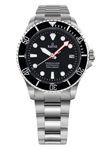 RATIO FreeDiver zafiro acero inoxidable esfera negra automático RTF041 reloj para hombres - Imagen 1 de 5