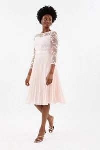 Coast Odetta Blush Pink Occasion Lace Top Pleated Midi Dress Size 14 Bnwt £149 - Picture 1 of 6