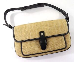 Women's Ann Taylor Woven Straw Purse with Brown Trim New Less Tag