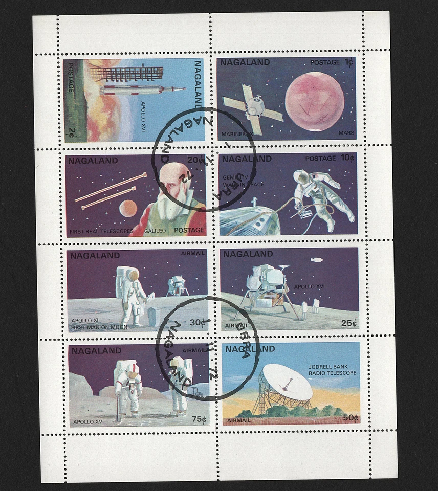 OPC 1972 Nagaland Space Sheet of 8 CTO MNH - Image 1 of 1