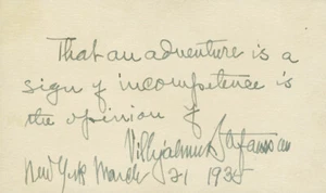 VILHJALMUR STEFANSSON - AUTOGRAPH STATEMENT SIGNED 03/21/1935 - Picture 1 of 1