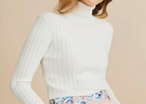 Miss Selfridge Ribbed Roll Neck Top Jumper Ivory