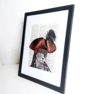 Pirate Kitty Original Print Framed 11x14 Framed - Picture 1 of 1