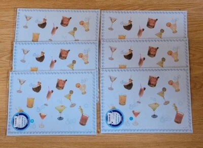 Lote de 48 manteles de papel temáticos cócteles vintage de 10" x 14" nuevos en stock Foto 1 de 4