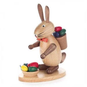 Estatuilla de madera alemana Pinnacle Peak Trading conejo de Pascua cesta de huevos 6,3 pulgadas - Imagen 1 de 1