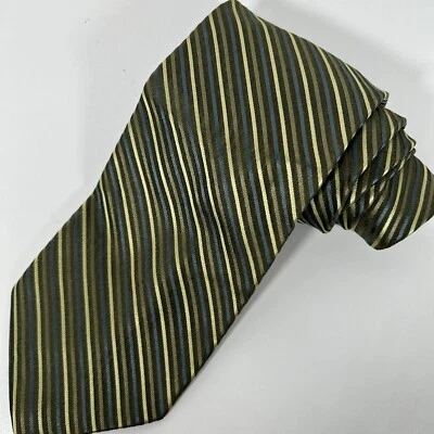 Corbata AXCESS 100 % seda azul/verde/amarillo a rayas para hombre hecha a mano 58”x4” Foto 1 de 4