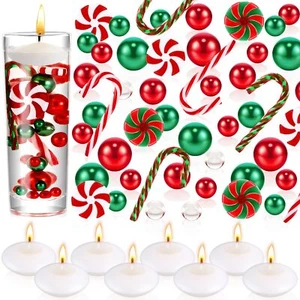 2124 Pieces Christmas Vase Filler Pearls Including 8 Suspending Candles for V... - Picture 1 of 6
