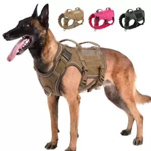 Tactical Dog Harness for Large Dogs No Pull Adjustable Training Service Pet Vest - Picture 1 of 20