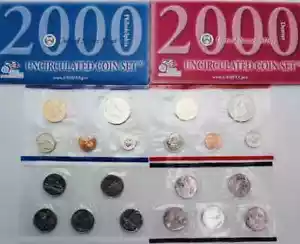 2000 P&D Mint Set Brilliant Uncirculated US with Envelopes & COAs (20 Coin Set) - Picture 1 of 1