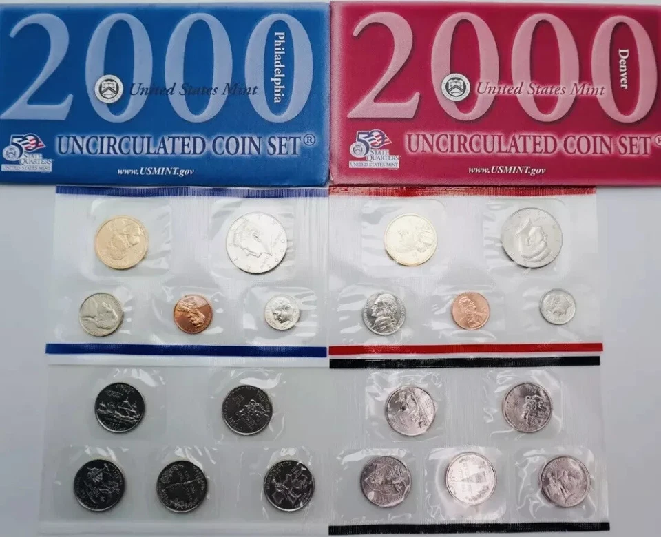 2000 P&D Mint Set Brilliant Uncirculated US with Envelopes & COAs (20 Coin Set) - Image 1 of 1