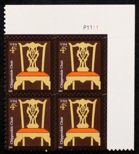 US Stamps Plate Blocks #3755 ~ 2004 4c Chippendale Chair Plate Block MNH - Picture 1 of 1