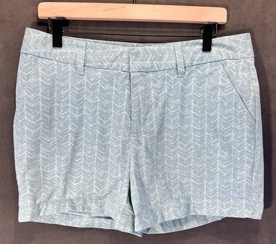 Le Tigre Chino Shorts Women's Size 12 Blue/White Chevron Like Pattern Inseam 5” - Image 1 of 4