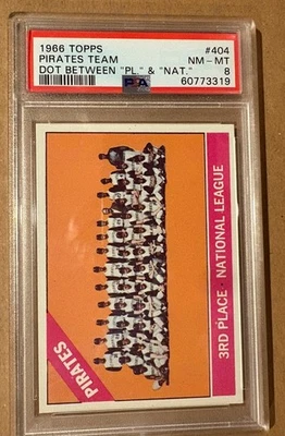 1966 Topps #404 Pirates Team Card PSA   8 Nm Mint Hi-Grade New Slab - Image 1 of 2