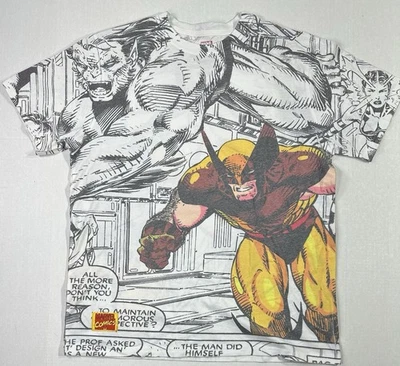 Marvel X-Men Росомаха Негабаритная Рубашка Мужская Средний Общий Принт Ретро Винтаж M - Изображение 1 из 4