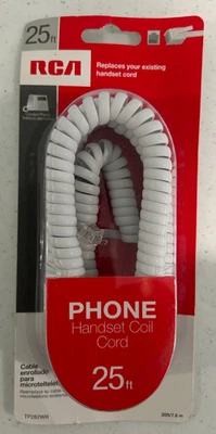 RCA TP282WR White Phone Handset Coil Cord 25Ft New FREE SHIPPING - Image 1 of 2