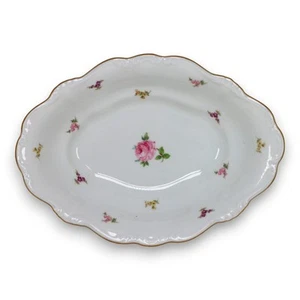 Johann Haviland Rosebud 11" Oval Vegetable Bowl Roses Gold Trim Bavarian 1970's - Picture 1 of 5