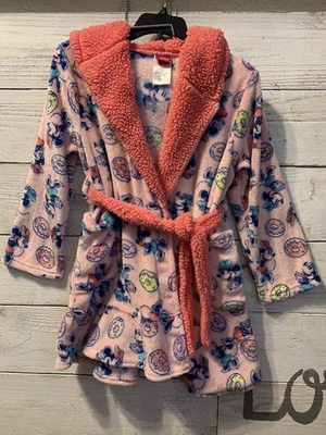 Lindo Disney Talla 7 Niñas Minnie Mouse Donuts Rosa Bata Suave Felpa Vellón Con Capucha Foto 1 de 4