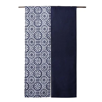 Japanese Traditional Handmade Linen Noren Curtain - Ancient Pattern, Indigo Blue - Image 1 of 4