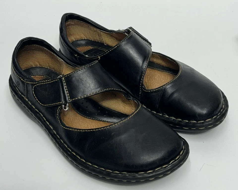 Born Mary Jane Leather Strap Shoes 7 Black Whimsigoth Academia Preppy Y2K Boho - Image 1 of 4