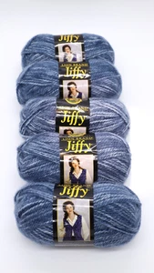 5 Knäuel Löwenmarke Jiffy Mohair Look Garn in Denim Spray - Bild 1 von 5
