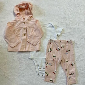 Carter's 9M Rosa Floral Conjunto de 3 Piezas: Chaqueta, Body Suit, Pantalones (Ver Descripción) - Imagen 1 de 10