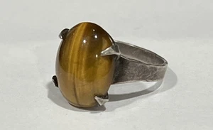  Vintage Sterling Silver Tiger’s Eye  Ring Size 8  - Picture 1 of 10