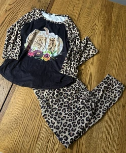 Kürbis Leopard Outfit Mädchen - Bild 1 von 4