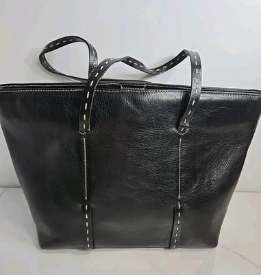 Cartera grande de cuero negra Wilson con doble asa 14,5x10x4" Foto 1 de 4