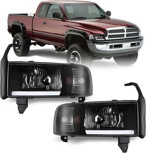 DRL Headlight Assembly Compatible with 94-01 Dodge Ram 1500/1994 1995 1996 1997 - Picture 1 of 12