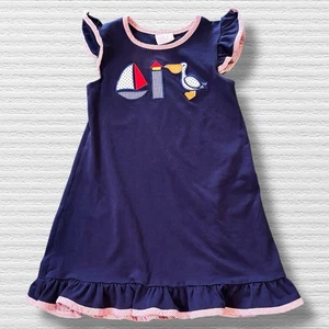 Stitchy Fish Lookout Lady Applique Dress, Navy Size 6 - Picture 1 of 7