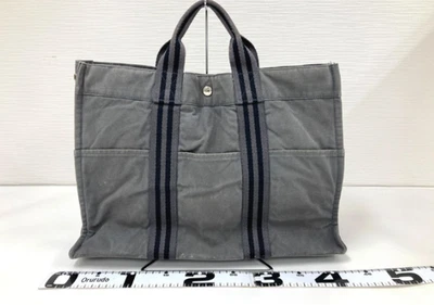Bolso de Mano HERMES Foure Tout MM Lona Negro Gris Foto 1 de 4