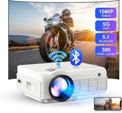 High Lumen 1080P 4K Projector HD 5G WiFi Bluetooth HDMI USB Office Home Theater - Image 1 of 4