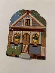 Ceramic Hand Painting Shape of a House Stamped 3D 6 x 8 Multicolor - Picture 1 of 12