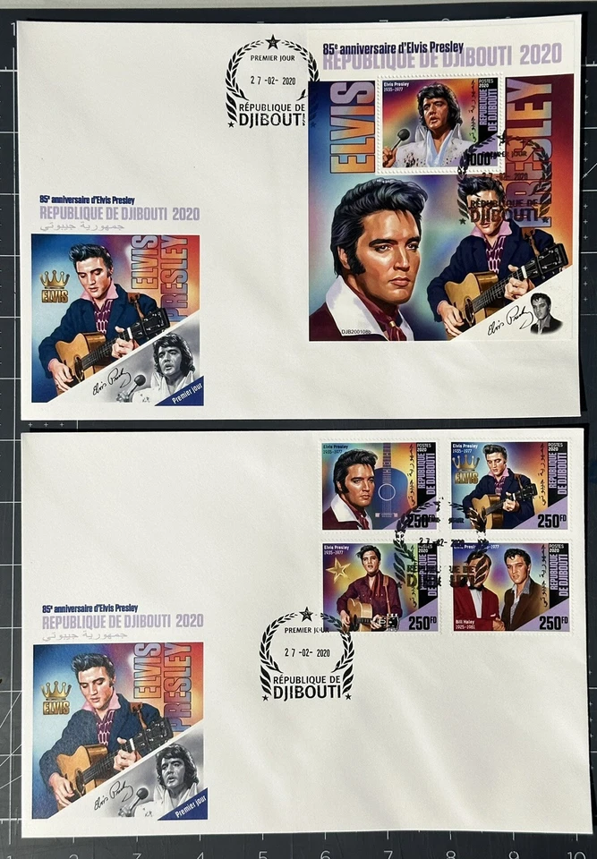 Djibouti 2020 (2 Large FDC) Elvis Presley Stamps Music Celebrities Famous People - Image 1 of 1