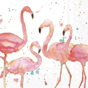 Range Cocktail Napkins Flamingo 5x5 Disposable 3-Ply Paper Party Napkin Pack, - Picture 1 of 2