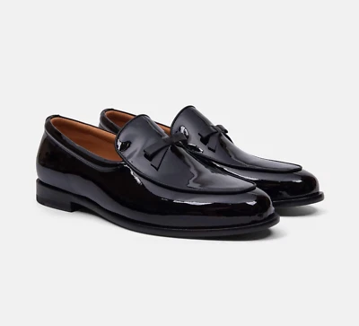 Marc Nolan Men's Odell Black Patent Leather Belgian Loafers Size 6 $155 New! - Image 1 of 4