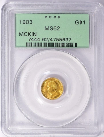 1903 $1 McKinley Gold Classic Commemorative Dollar LA Purchase PCGS MS62 OGH Cover