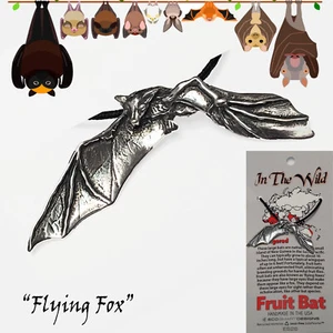 FRUCHTFLEDERMAUS Fliegender Fuchs IN FREIER WILDBAHN Tier Geist Übergang Zinn Anhänger Amulett - Bild 1 von 9