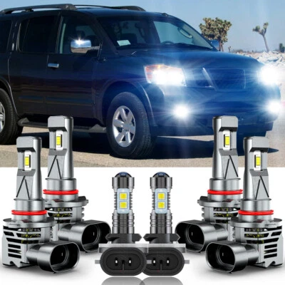 Para Nissan Armada 5.6L V8 2005-2010 6X Faros LED Hi/Lo + Faros antiniebla Foto 1 de 4