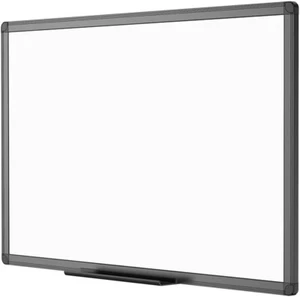 VIZ-PRO Magnetic Dry Erase White Board 48 X 36 Inches Black Aluminium Frame - Picture 1 of 9