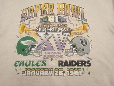NFL Apparel 1981 Super Bowl XV Eagles vs Raiders Crew Sudadera Para Hombres Talla M Foto 1 de 4