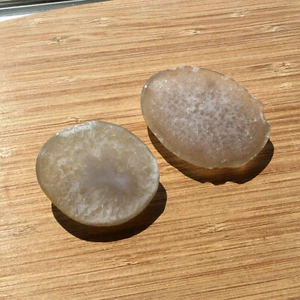 2 Quartz Crystal Geode Rock Slices Polished End Cut Stones Natural White Colors - Picture 1 of 6